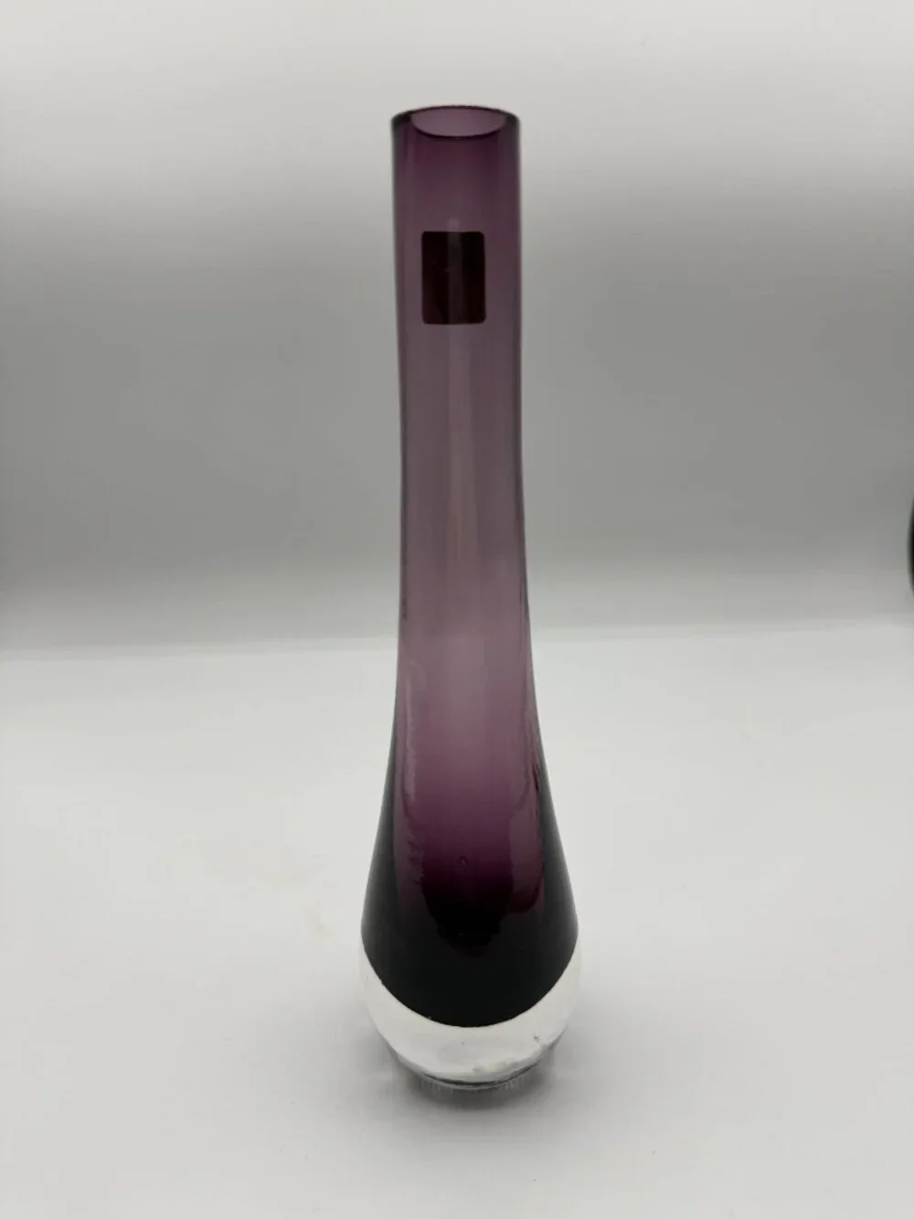 Vintage Rossini Hand-Blown Purple Amethyst Gradient Glass Vase MCM 8.25 inches